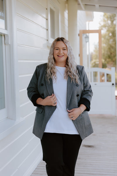 Longline Stretch Blazer - Grey