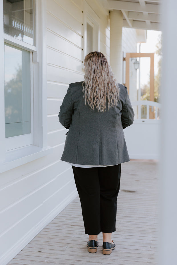 Longline Stretch Blazer - Grey