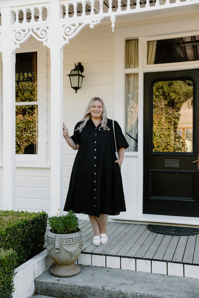 James Dress - Black Linen