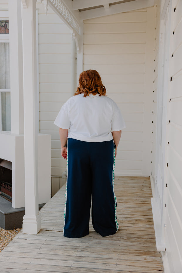 Baz Pants - Navy/Green Heart