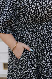 August Dress - B&W Floral