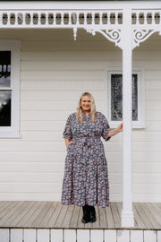 August Dress - Navy Floral