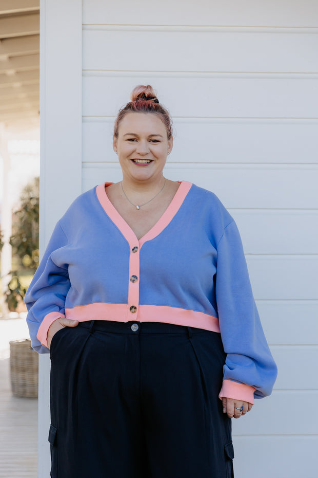 Crop Cardi - Lilac/Peach