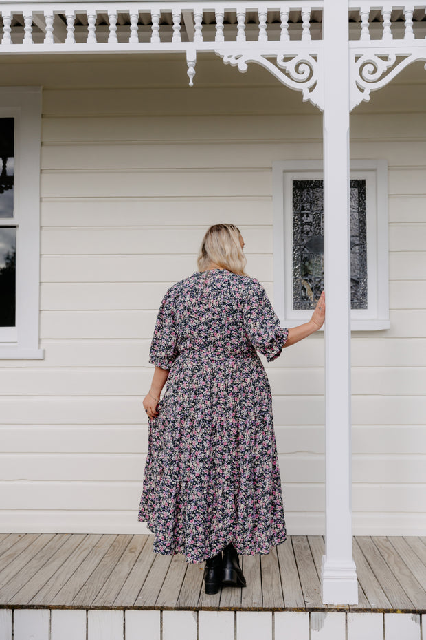 August Dress - Navy Floral