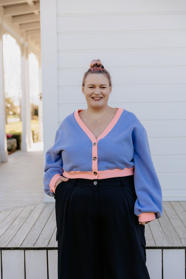 Crop Cardi - Lilac/Peach