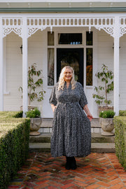August Dress - B&W Floral