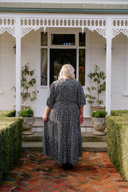 August Dress - B&W Floral