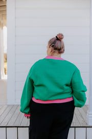 Crop Cardi - Green/Pink