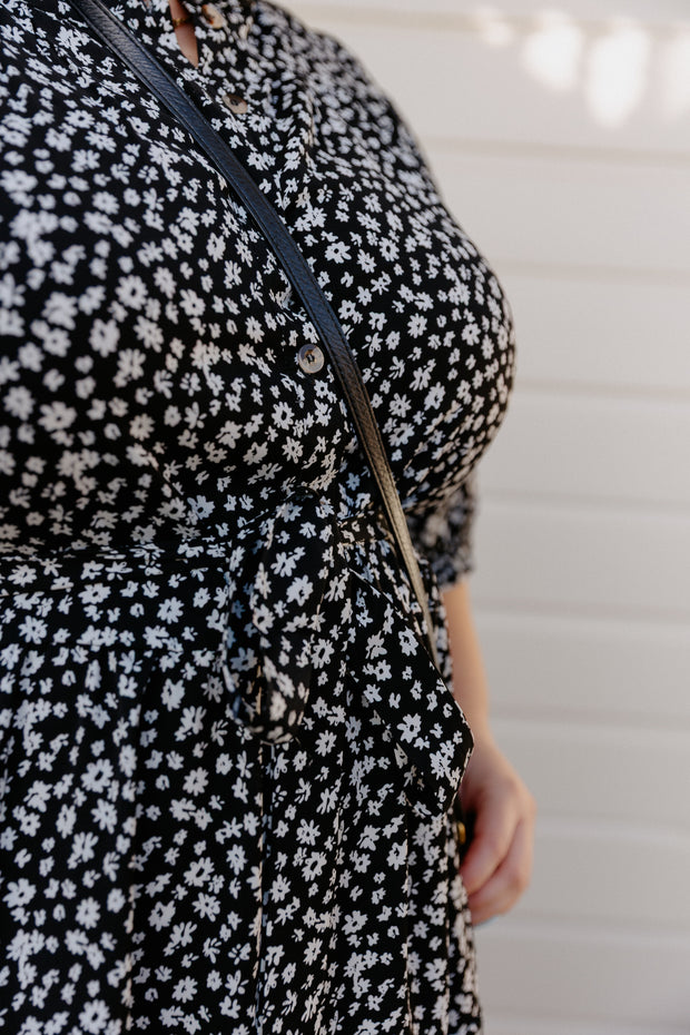 August Dress - B&W Floral