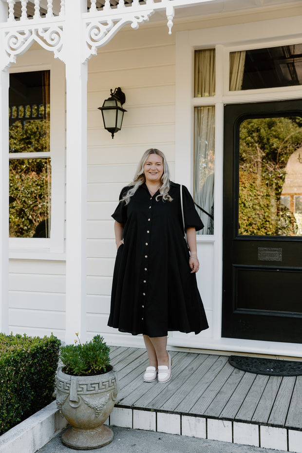 James Dress - Black Linen