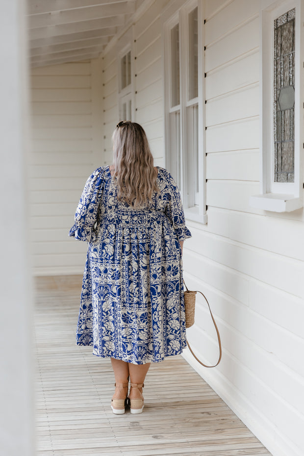 Betty Dress - Blue Tile