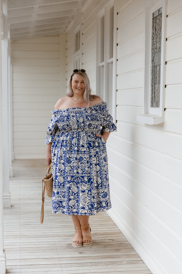 Betty Dress - Blue Tile