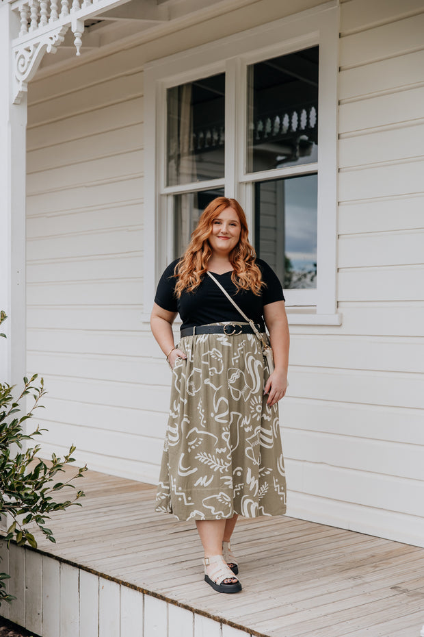 Sammy Skirt - Khaki Pattern