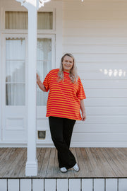 Oversized Tee - Pink/Orange Stripe