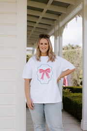 Oversized Tee - White w Bow