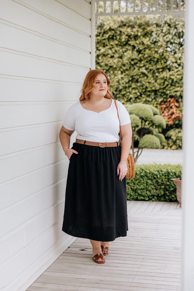 Sammy Skirt - Black Linen