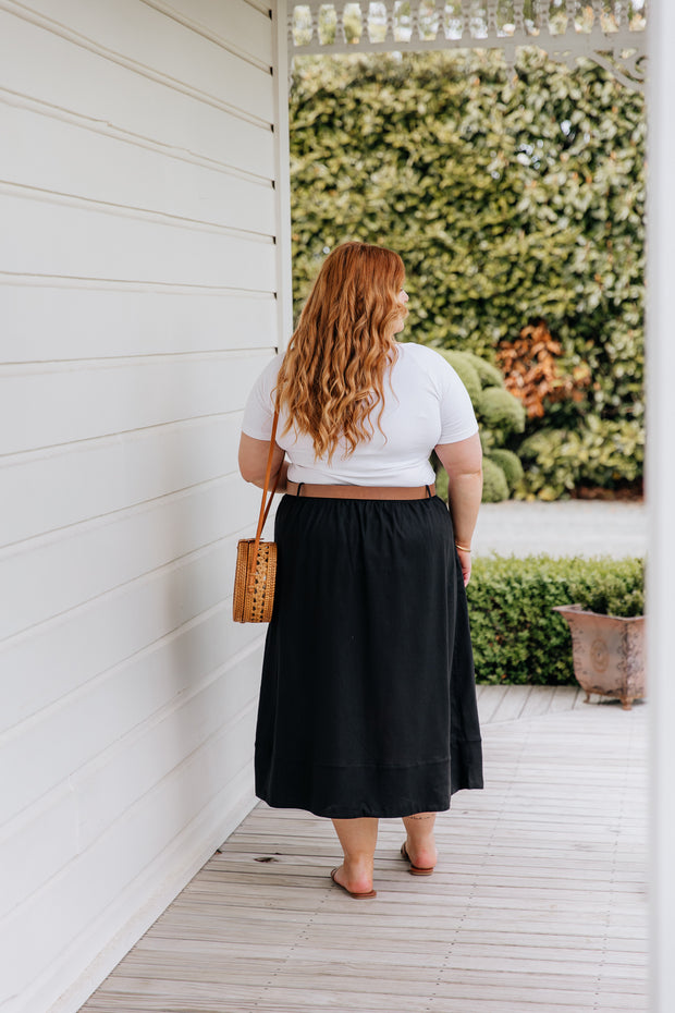 Sammy Skirt - Black Linen