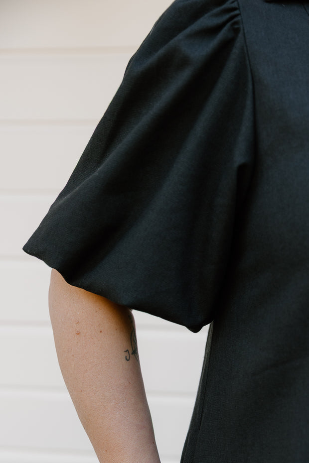 James Dress - Black Linen