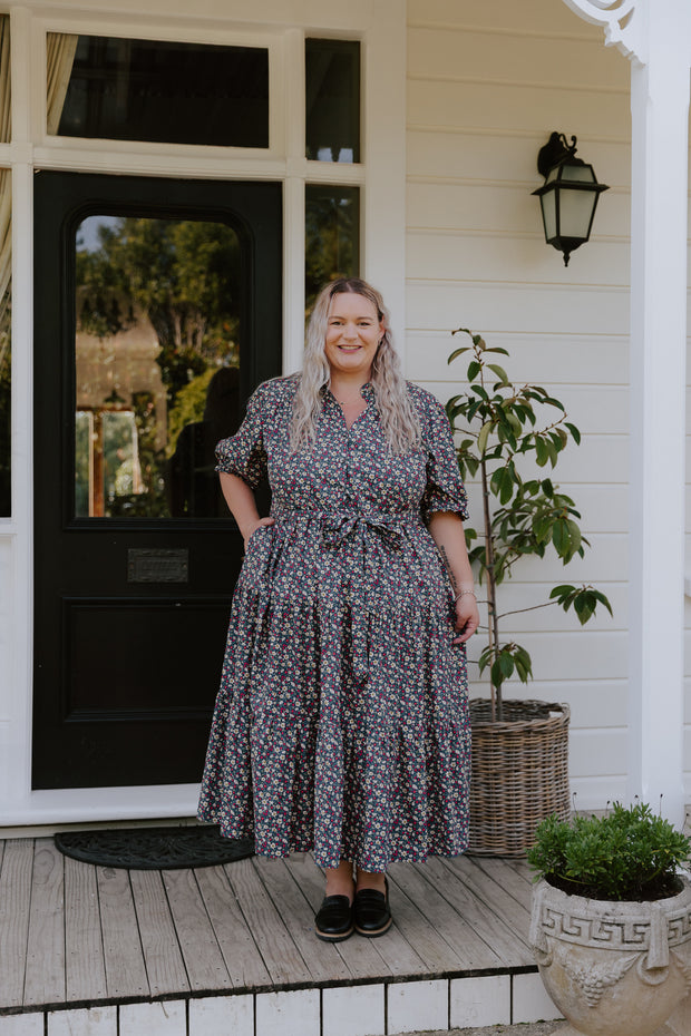 August Dress - Navy Floral