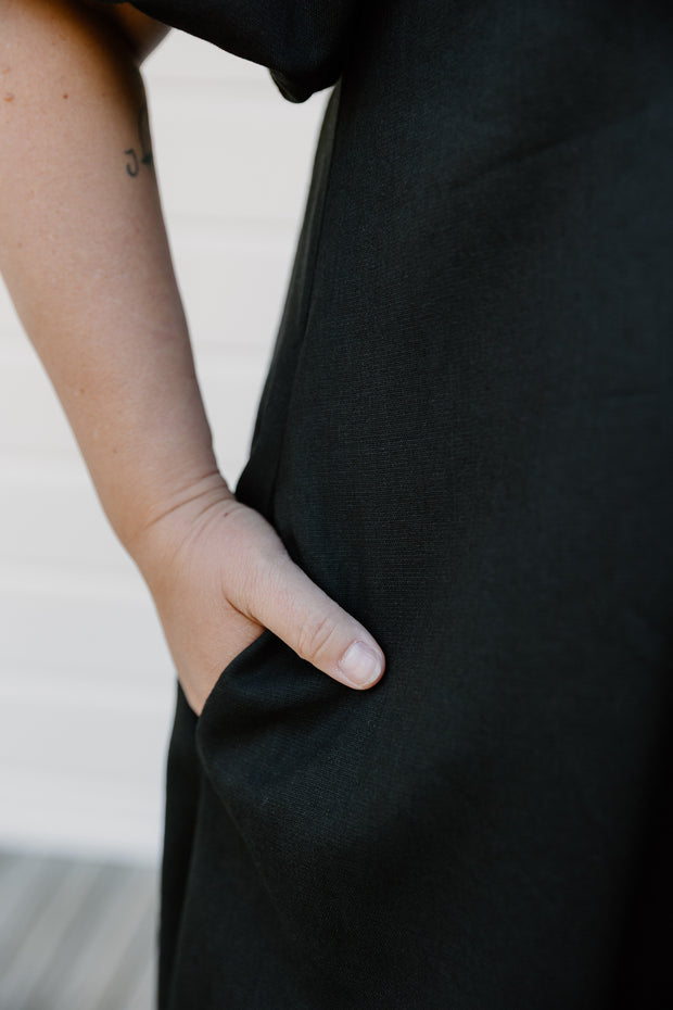 James Dress - Black Linen