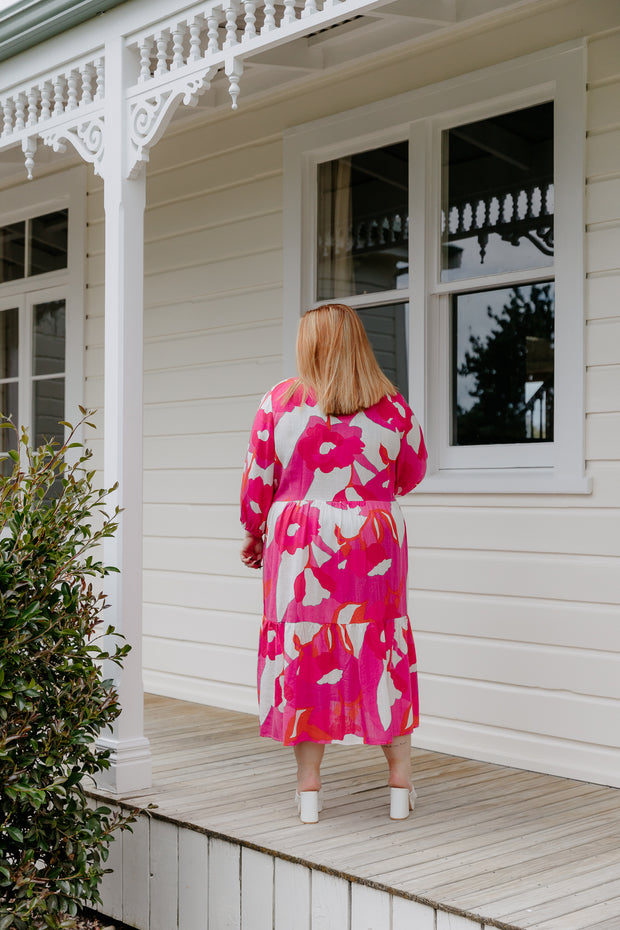 Quince Dress - Pink & White