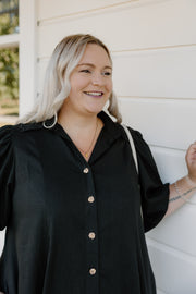 James Dress - Black Linen