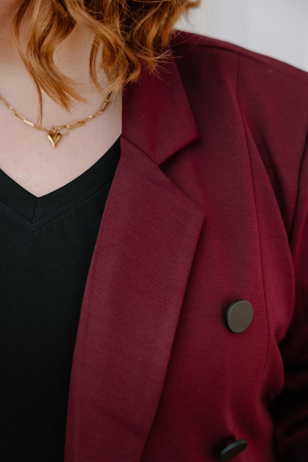 Longline Blazer - Burgundy