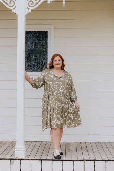 Gin Dress - Khaki Pattern