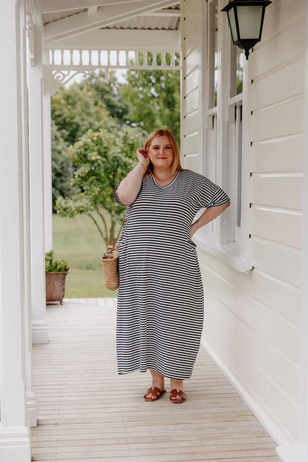 Ansel Dress - B&W Stripe