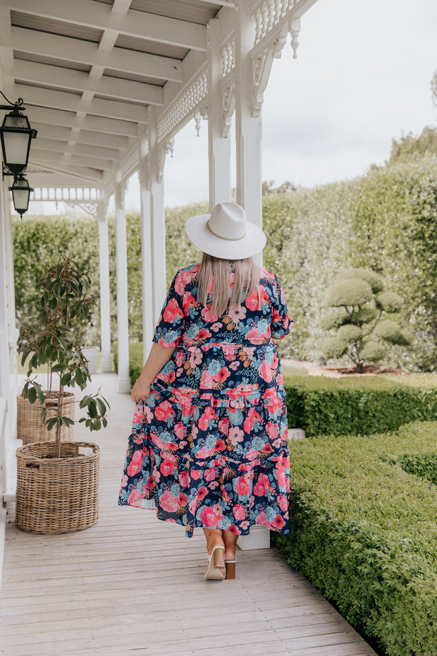 Cece Dress - Navy Watercolour