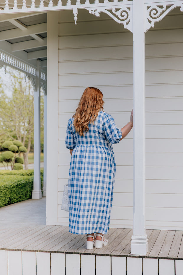 Jules Dress - Blue & White Check