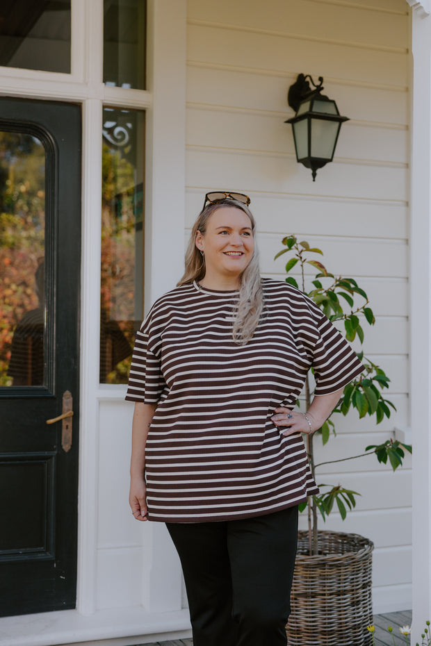 Oversized Tee - Chocolate Stripe