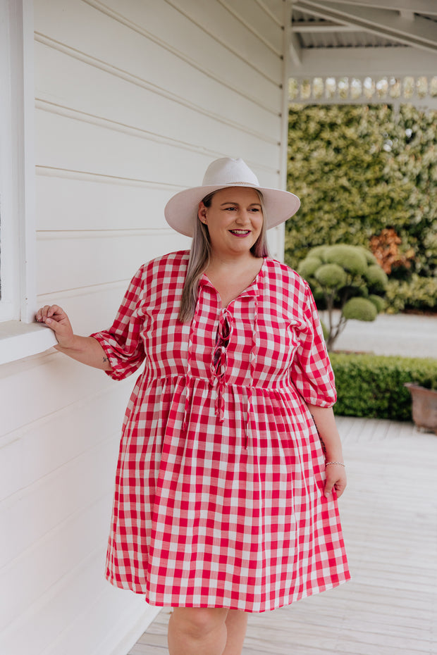 Romy Dress - Red & White Check