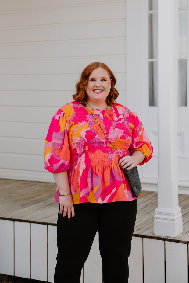 Liv Top - Pink & Yellow