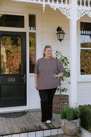 Oversized Tee - Chocolate Stripe