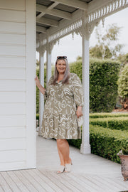 Gin Dress - Khaki Pattern