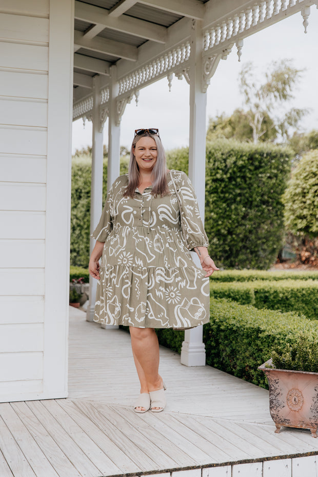 Gin Dress - Khaki Pattern