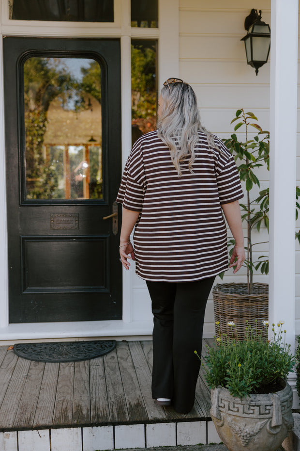 Oversized Tee - Chocolate Stripe
