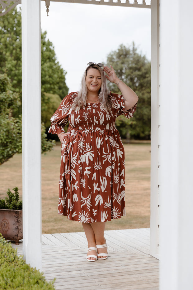 Betty Dress - Brown Print