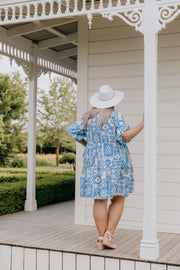 Gin Dress - Blue Tile