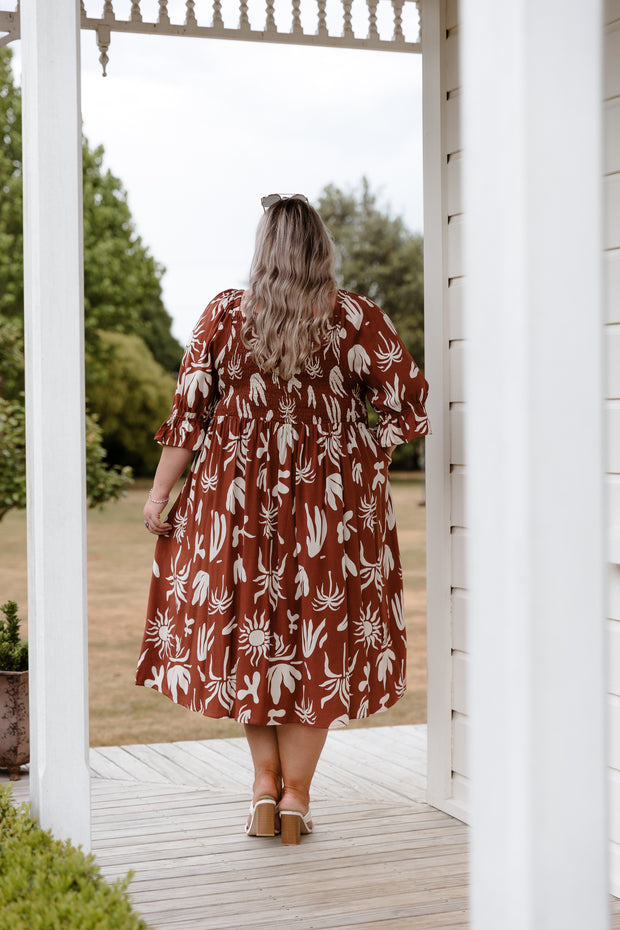 Betty Dress - Brown Print