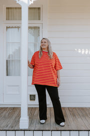 Oversized Tee - Pink/Orange Stripe