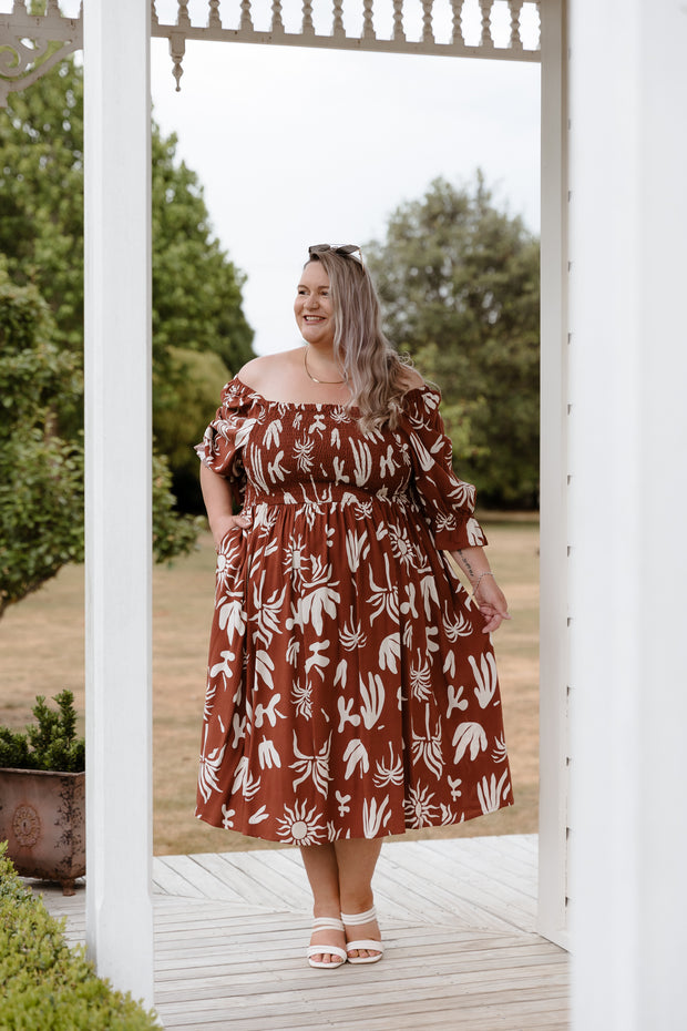 Betty Dress - Brown Print