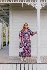 Cece Dress - Navy Watercolour