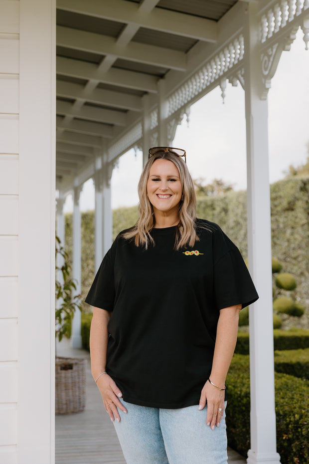 Oversized Tee - Black w Sardine