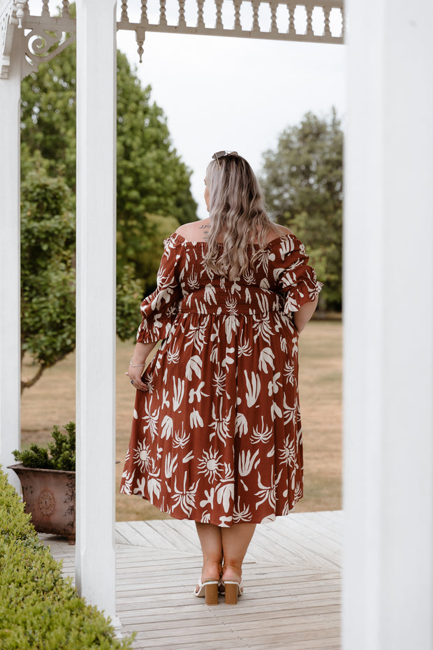 Betty Dress - Brown Print