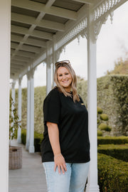 Oversized Tee - Black w Sardine