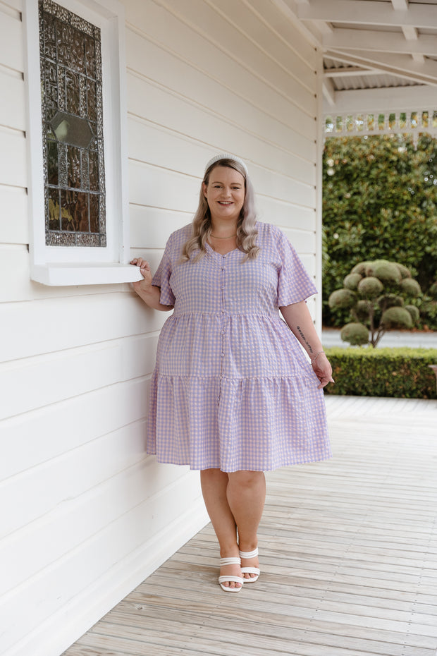 Eden Dress - Lilac/pink check