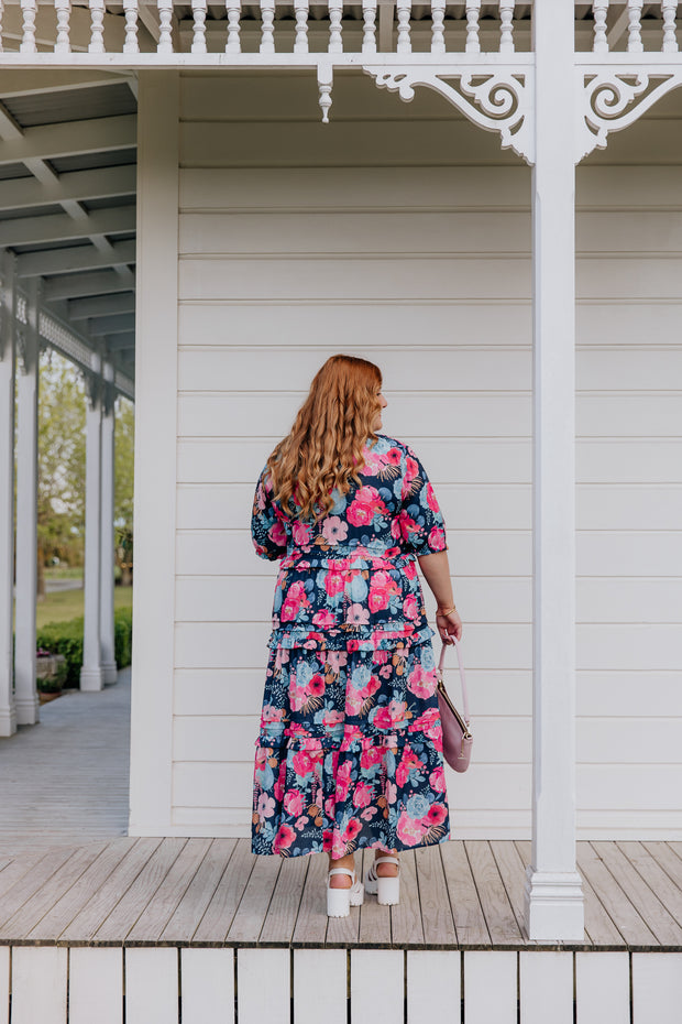 Cece Dress - Navy Watercolour