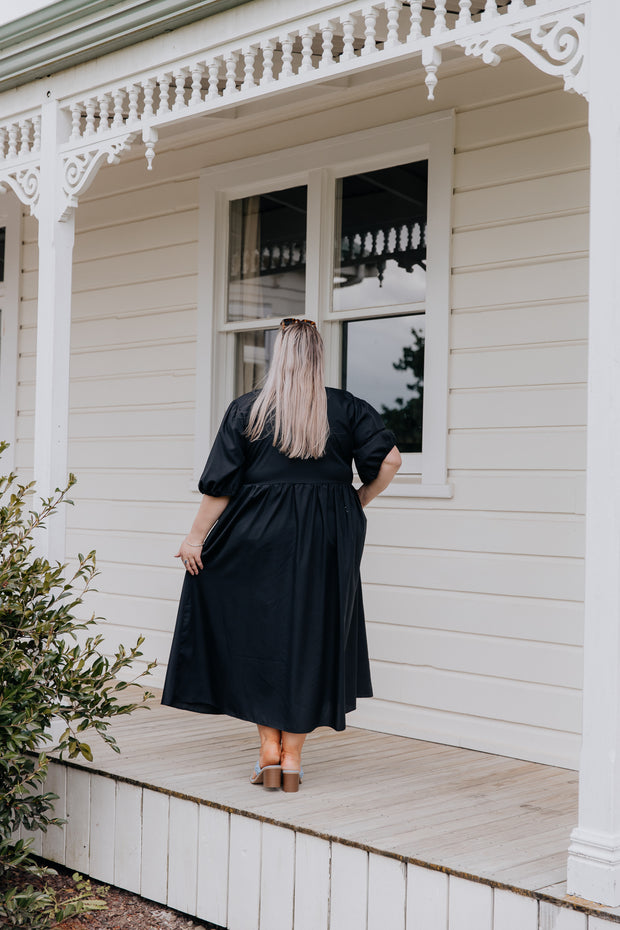 Jules Dress - Black Cotton